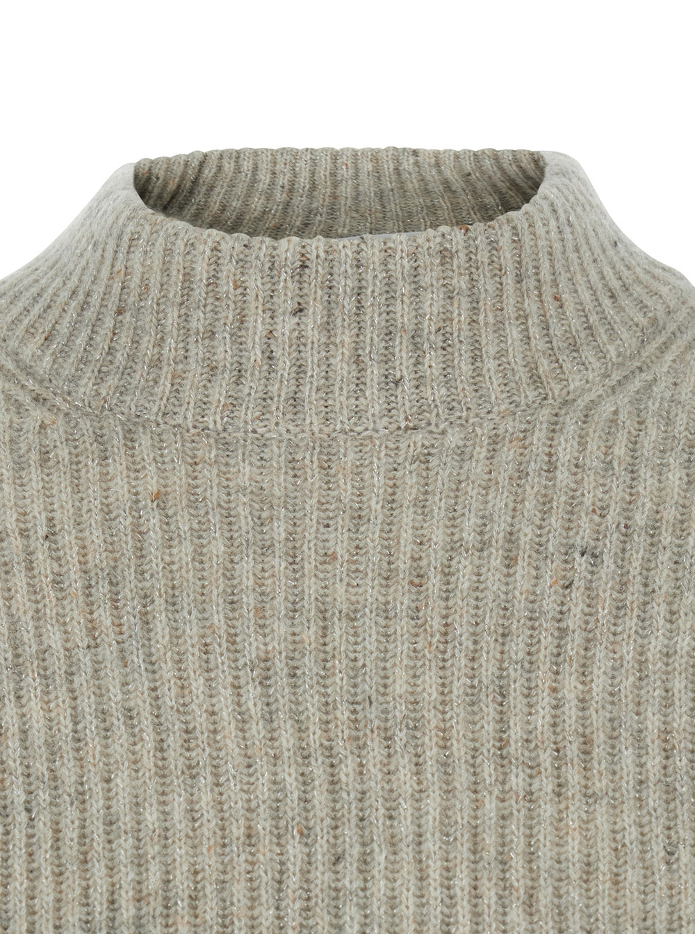 Brunello Cucinelli Women Gray Turtleneck Knit Sweater In Cashmere For Women