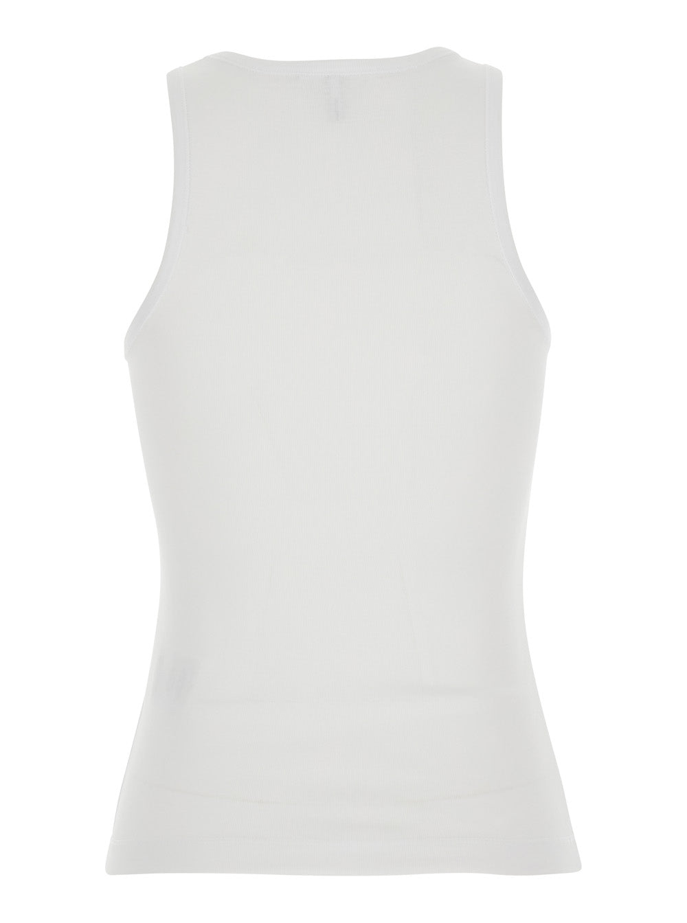 Ganni Women White Sleeveless Top With Logo Lettering Print And Bananas On The Front In Cotton For Women