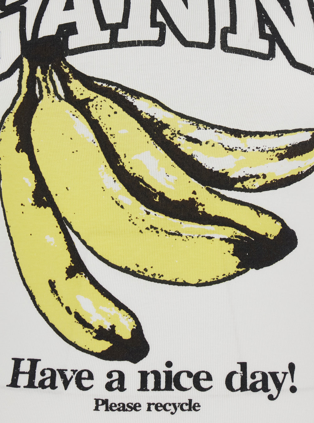 Ganni Women White Sleeveless Top With Logo Lettering Print And Bananas On The Front In Cotton For Women