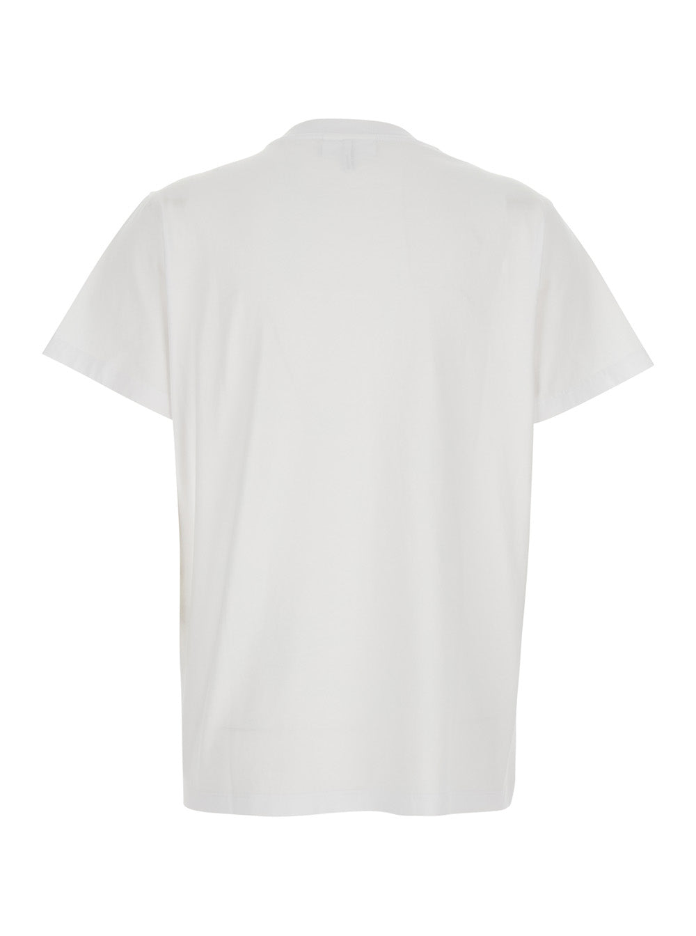 Ganni Women White Crew Neck T-Shirt With Large Logo Lettering Print And Strawberries On The Front In Cotton For Women