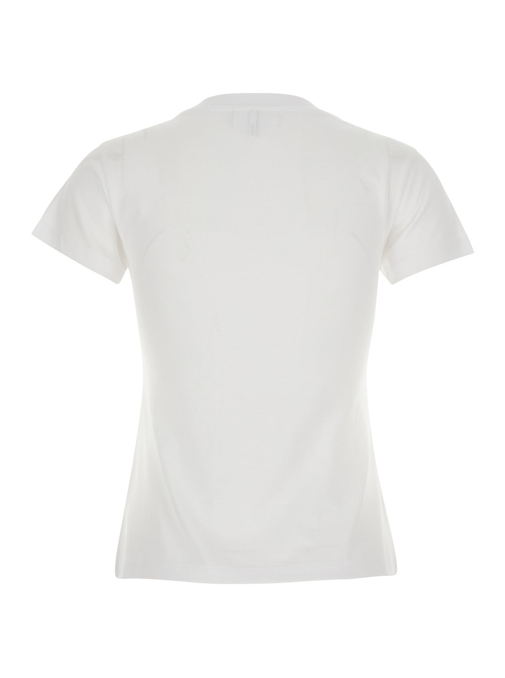 Ganni Women White Round Neck T-Shirt With Maxi Print On The Front In Cotton For Women