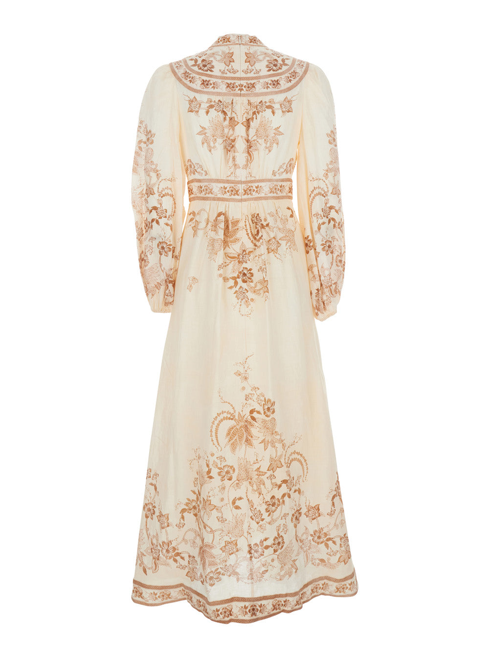 Zimmermann Women 'Indra' Multicolor Long Dress With V-Neck And All-Over Motif In Linen For Women