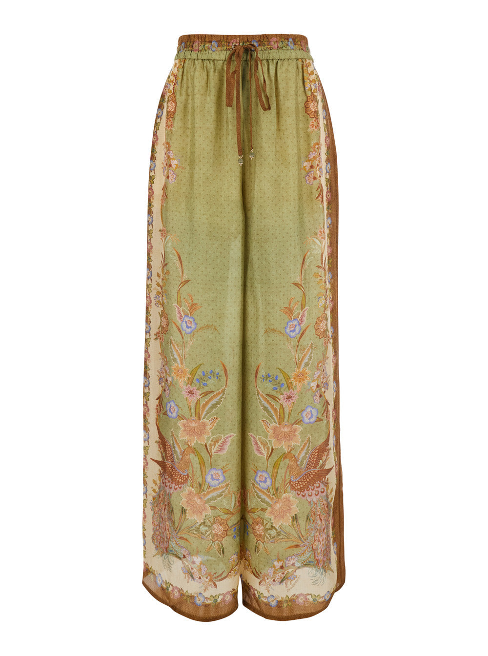 Zimmermann Women 'Indra ' Multicolor Pants With Elastic Drawstring Waist And All-Over Pattern In Silk For Women