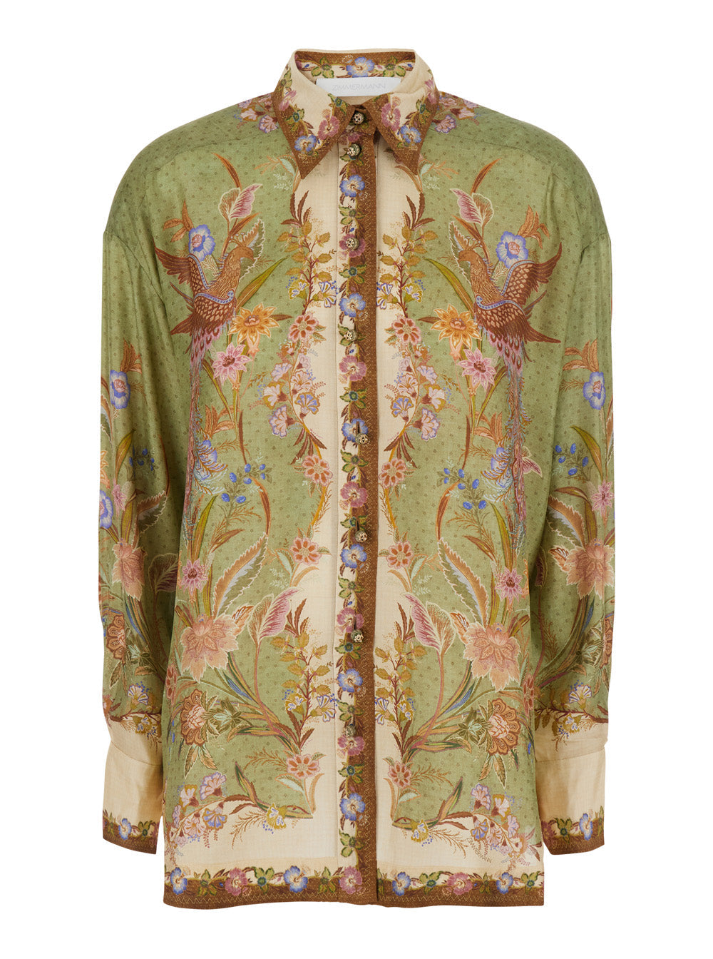 Zimmermann Women 'Indra' Multicolor Shirt With Classic Collar And All-Over Floral Motif In Silk For Women