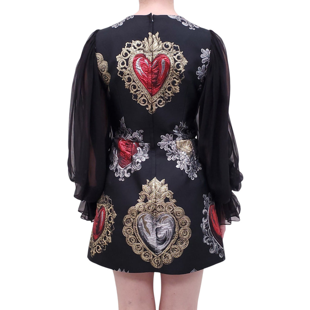 DOLCE & GABBANA SACRED HEARTS MINI DRESS - SIZE 40