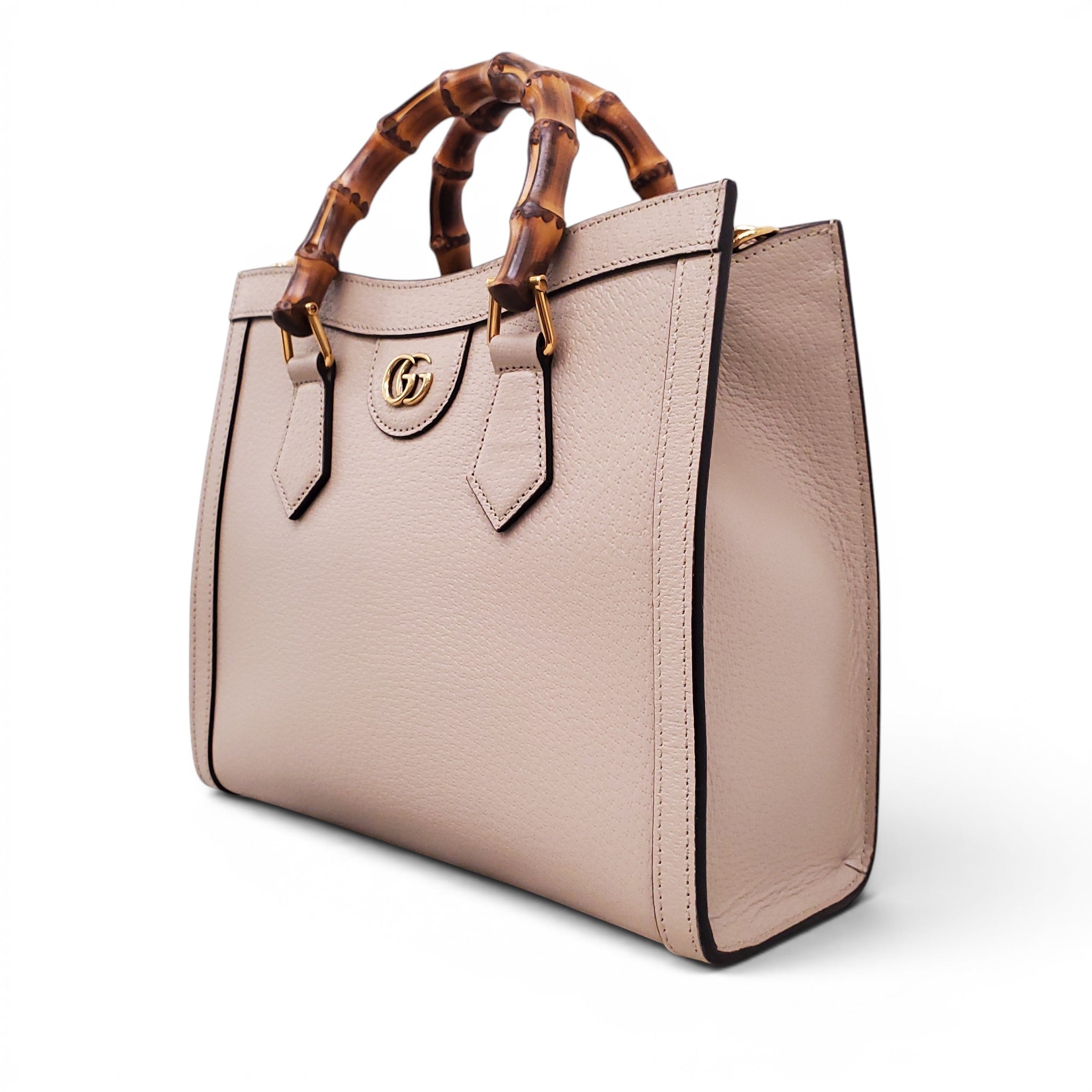 GUCCI TAUPE MEDIUM DIANA TOTE BAG WITH BAMBOO TOP HANDLE