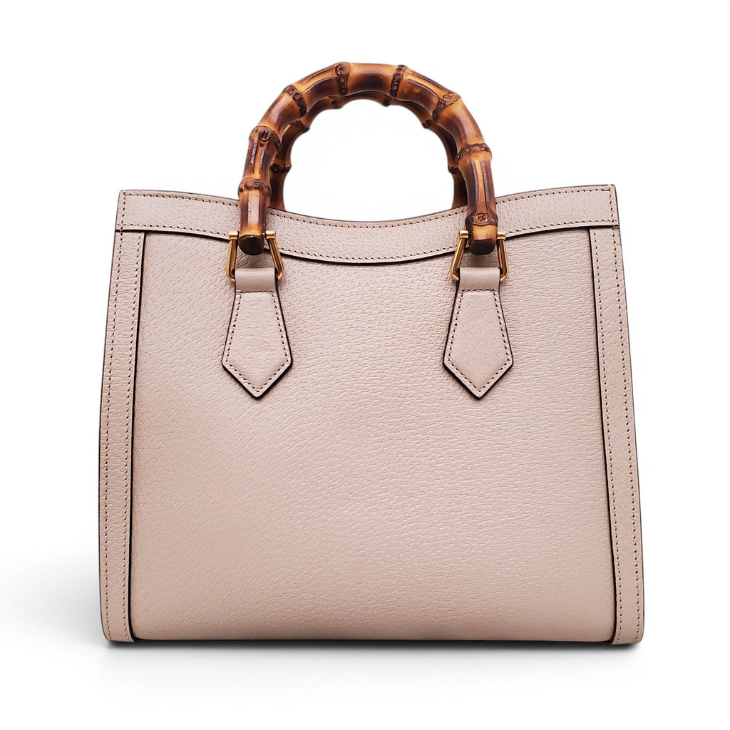GUCCI TAUPE MEDIUM DIANA TOTE BAG WITH BAMBOO TOP HANDLE
