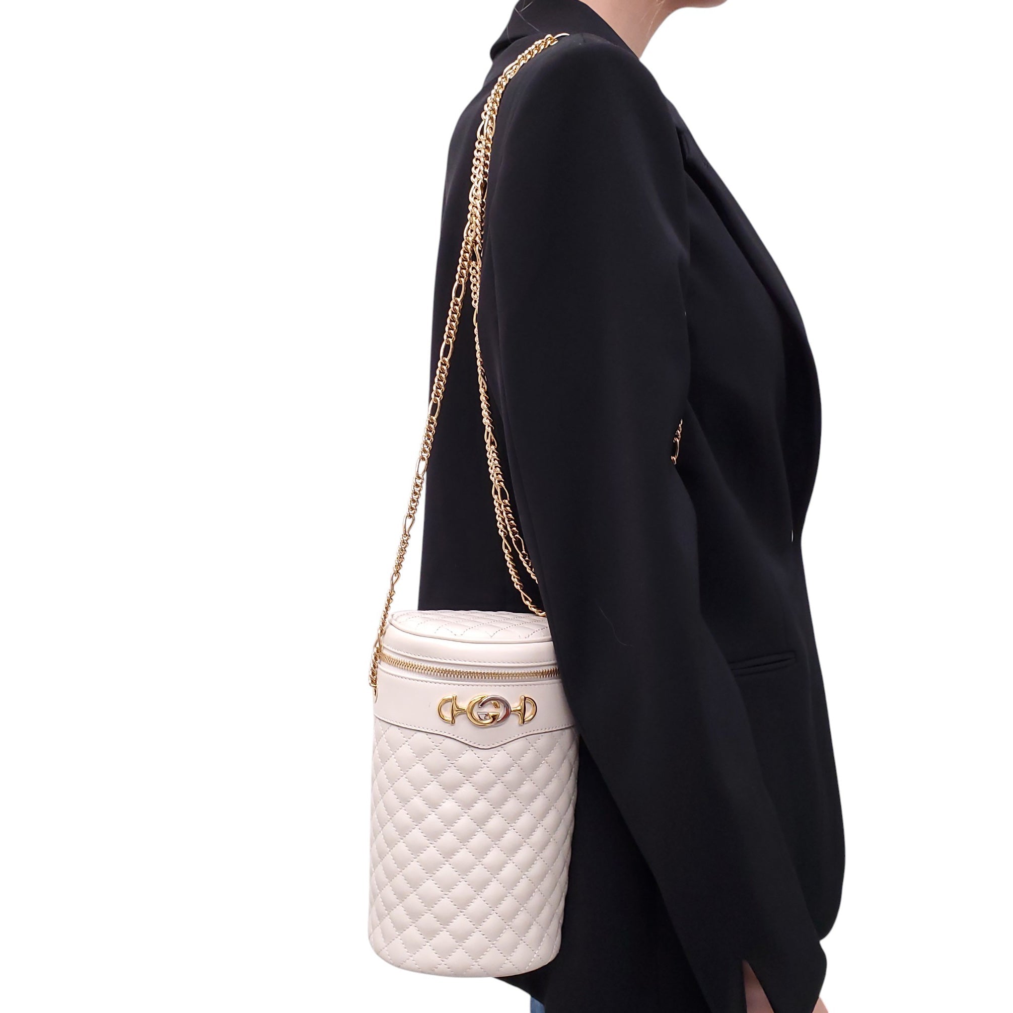 GUCCI CREAM CALFSKIN TRAPUNTATA ZUMI CROSSBODY BAG