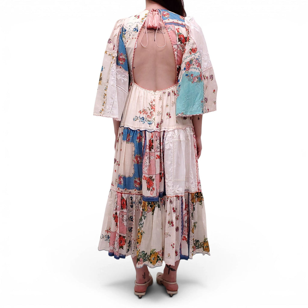 ZIMMERMANN PAINTED FLORAL 'CLOVER PATCHED' TIERED MIDI DRESS - SIZE 0 (US 4)