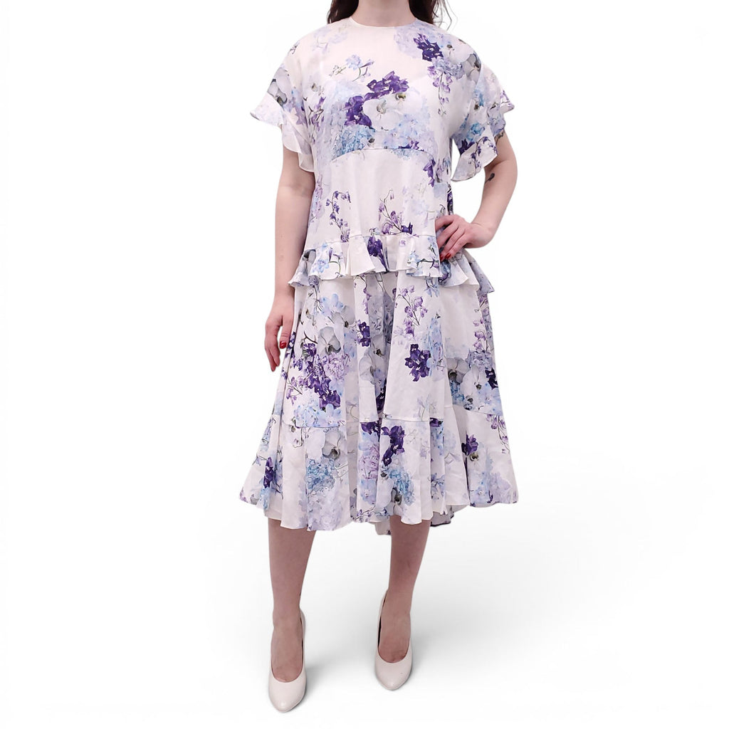 ZIMMERMANN MIDNIGHT GARDEN 'RHYTHMIC FLOATING' TIERED RUFFLE DRESS - SIZE 0 (US 4)