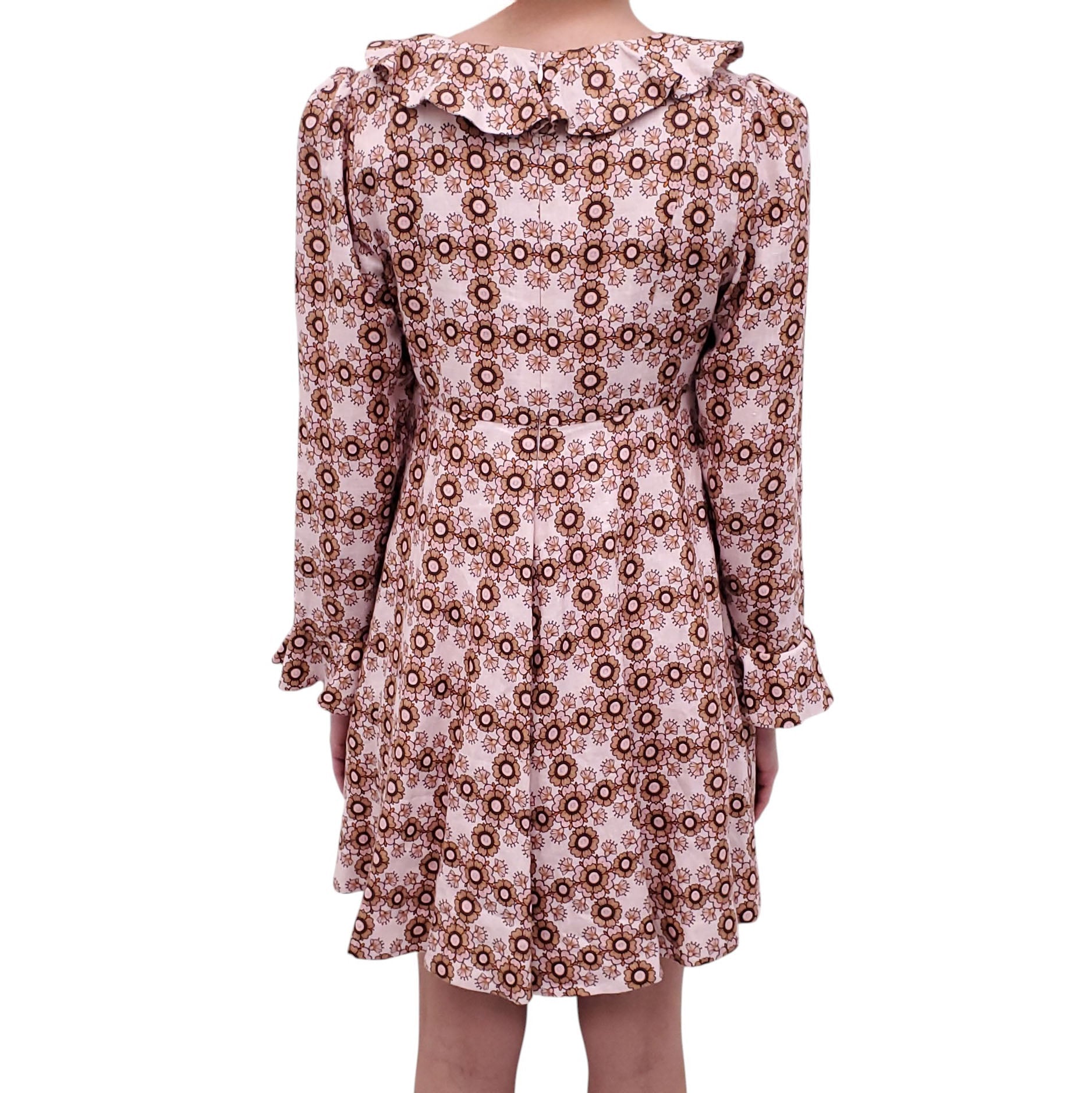 ZIMMERMANN BLUSH PINK DAISY PATTERNED BABYDOLL DRESS - SIZE 2 (US 8)