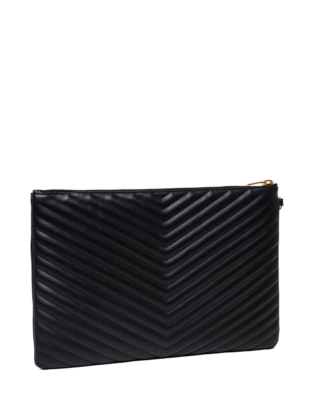 Saint Laurent Women Handbag 'Jolie' In Chevron Leather And Black Metal Logo Woman