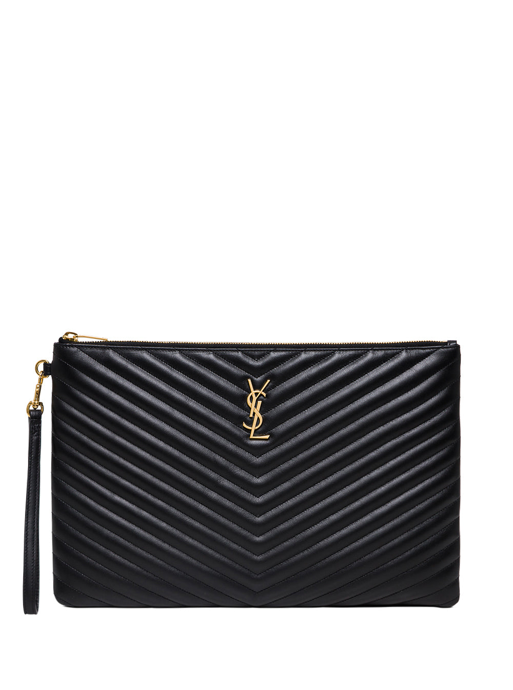 Saint Laurent Women Handbag 'Jolie' In Chevron Leather And Black Metal Logo Woman