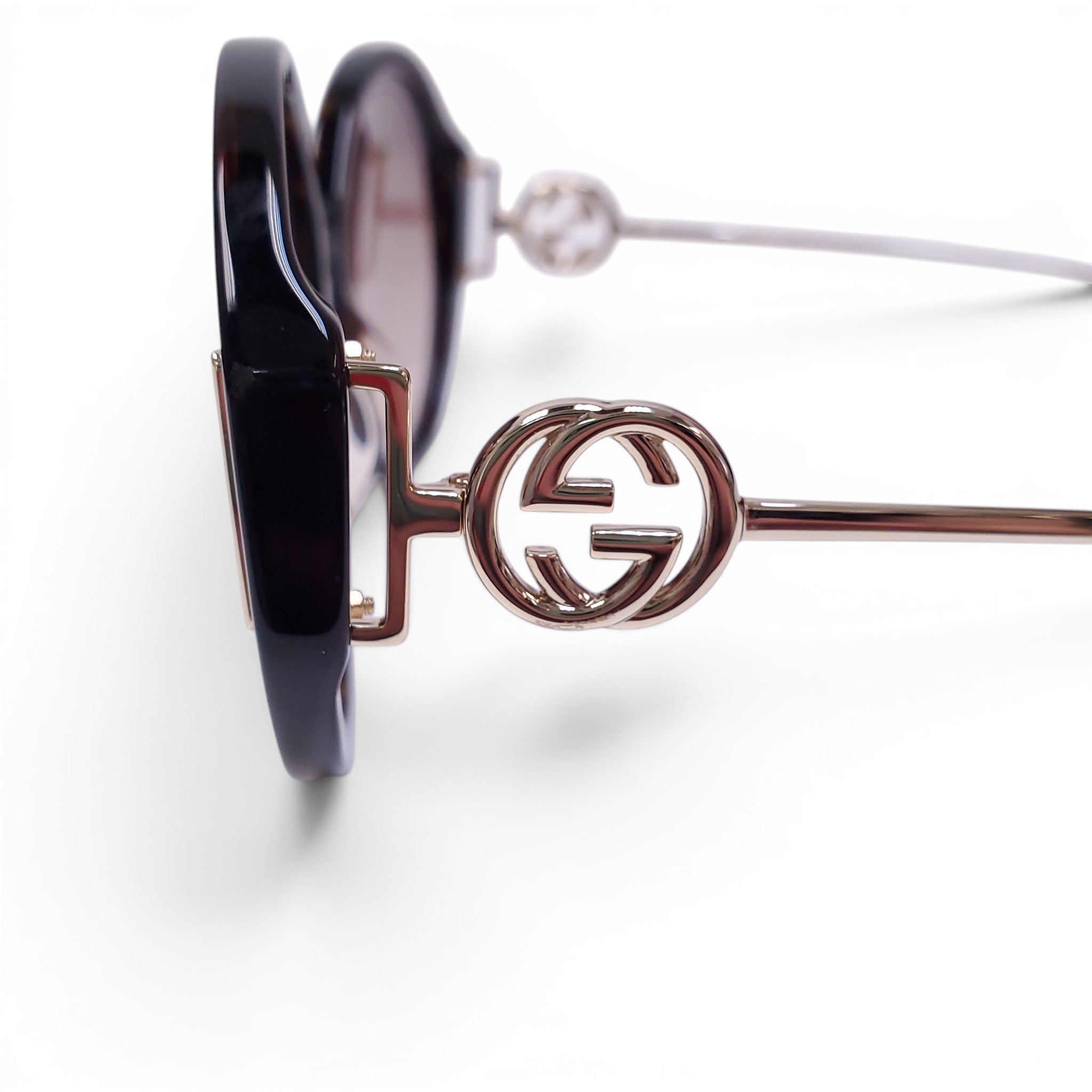 GUCCI BROWN ROUND SUNGLASSES WITH LOGO