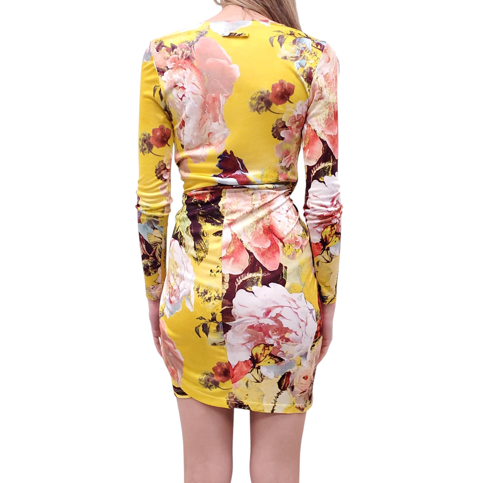 JEAN PAUL GAULTIER YELLOW FLORAL PRINT DRESS - SIZE XS