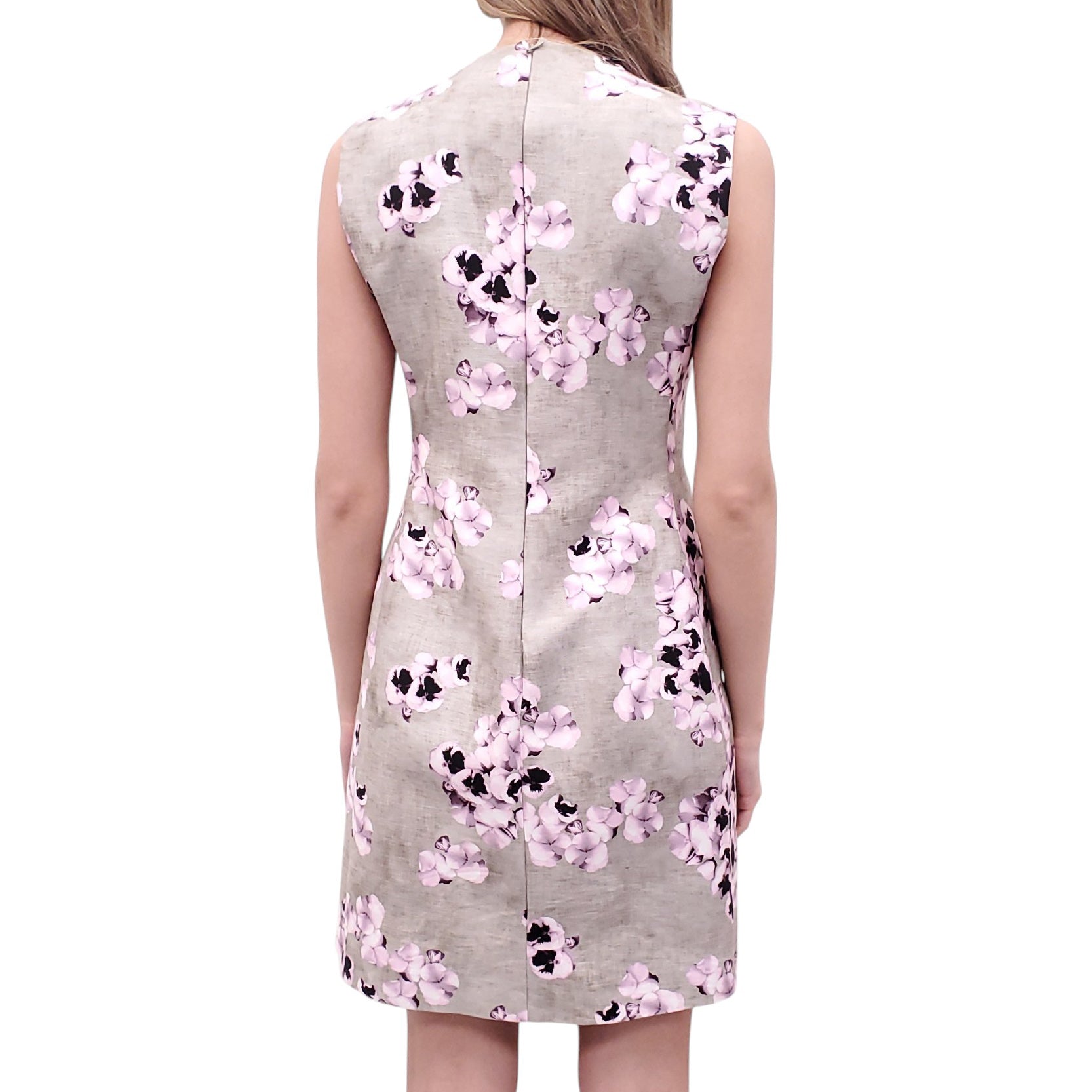 GIAMBATTISTA VALLI GREY AND PURPLE FLORAL DRESS - SIZE 44