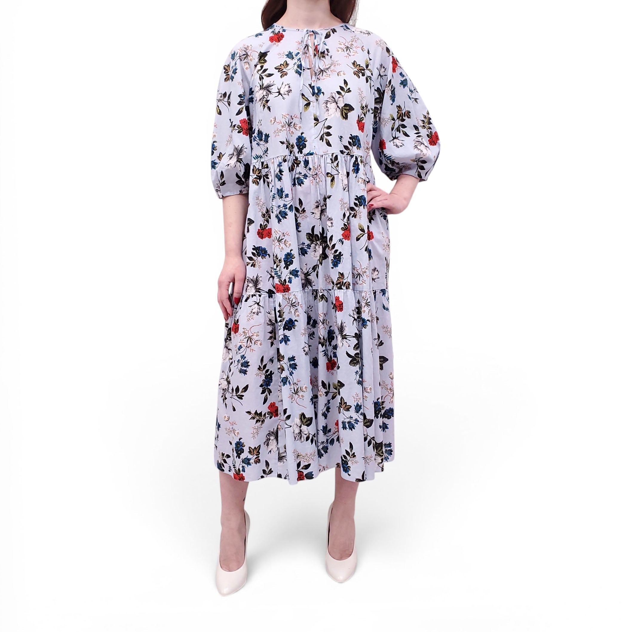 ERDEM SKY BLUE FLORAL DRESS - SIZE 12