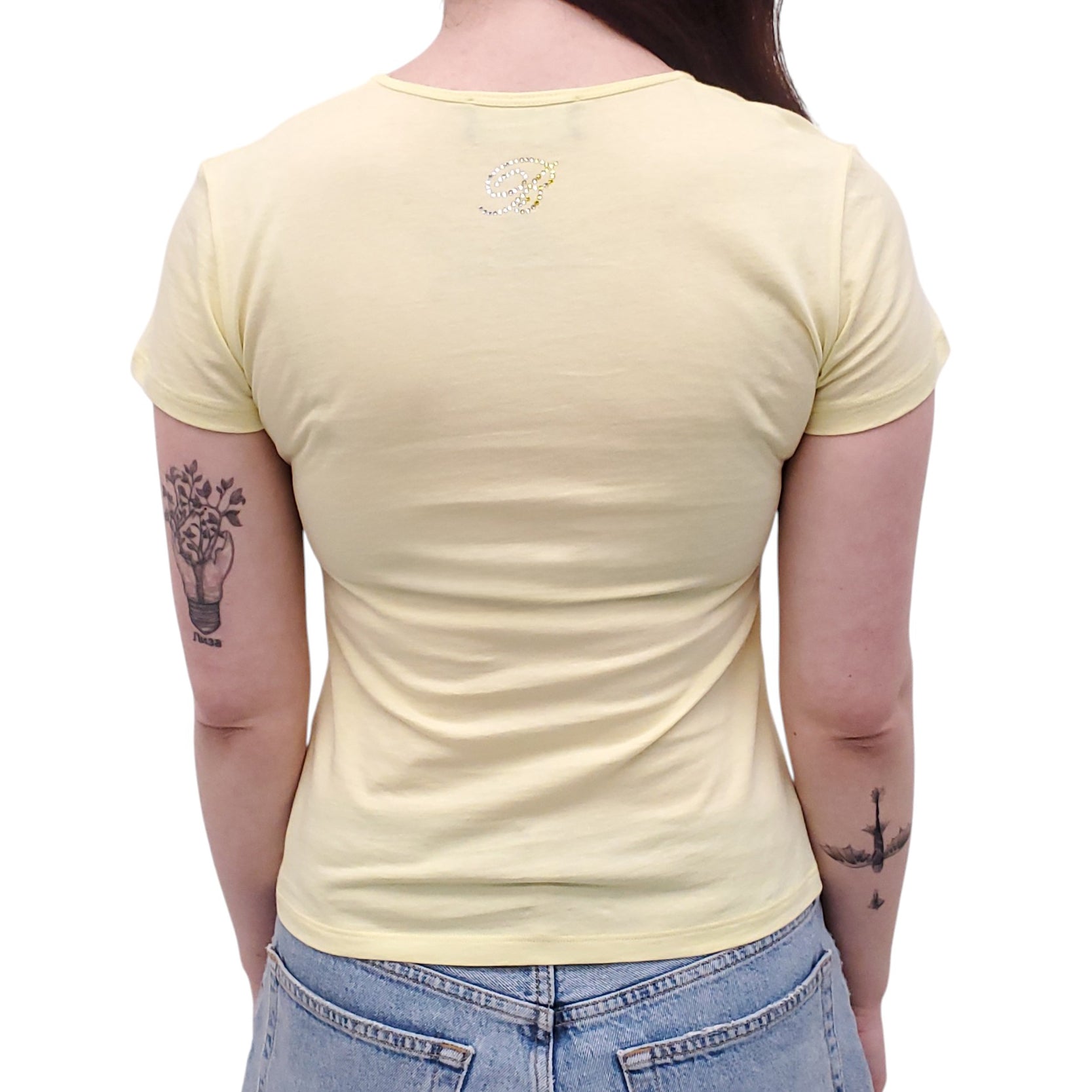 BLUMARINE YELLOW BUTTERFLY T-SHIRT - SIZE 4