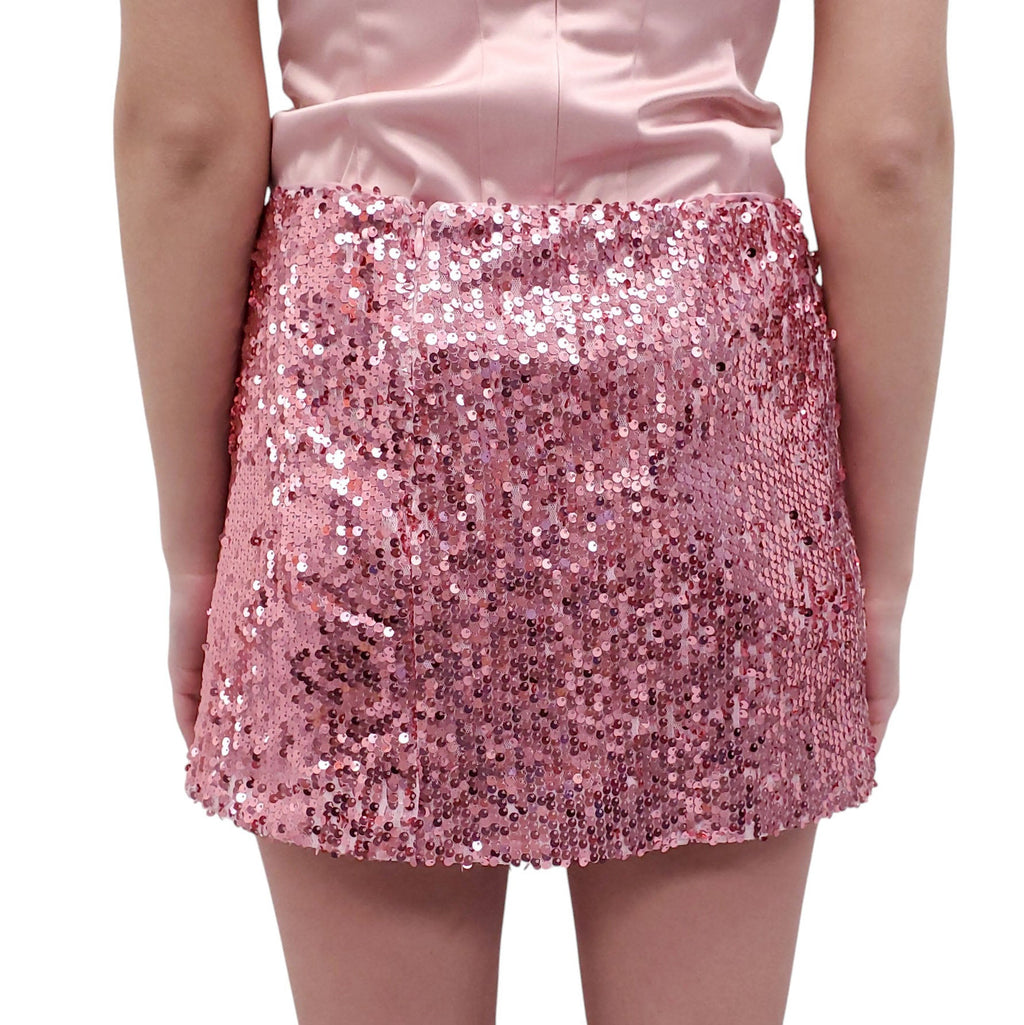 REFORMATION X CAMILLE PINK SEQUIN MINI SKIRT - SIZE 10