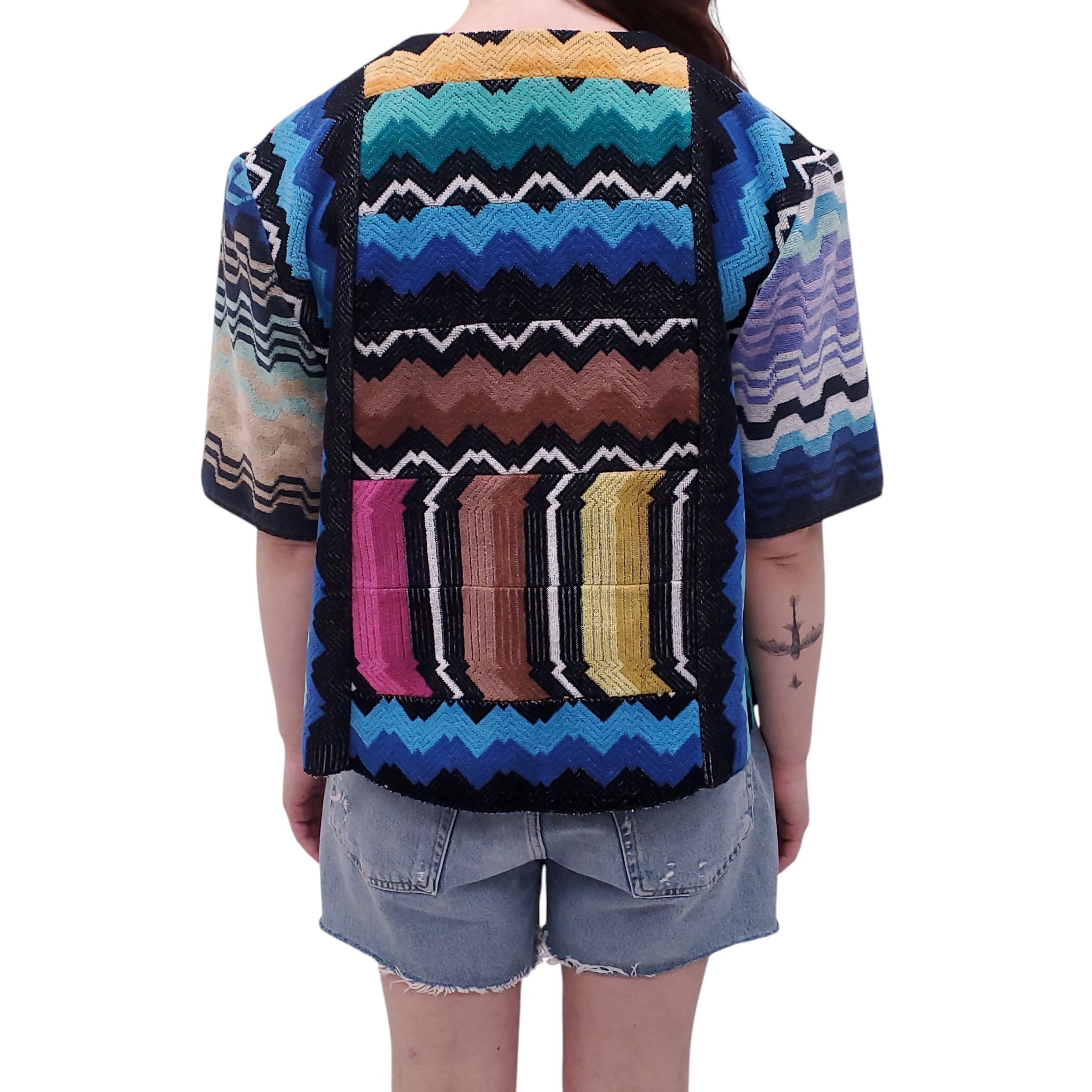 LILY EVE COLOURFUL CHEVRON TERRYCLOTH SHIRT - SIZE O/S