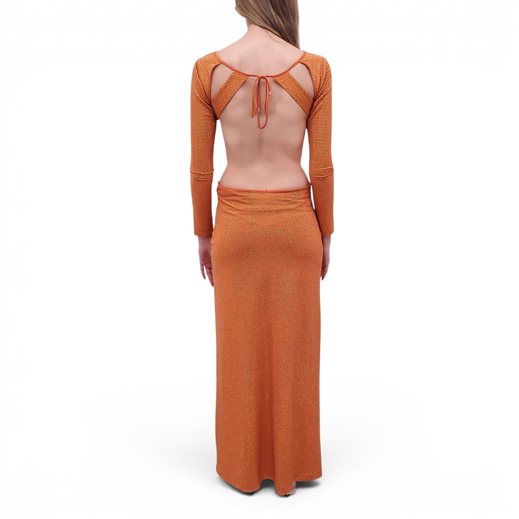 CULT GAIA ORANGE ORANGE CRYSTAL DRESS - SIZE XS