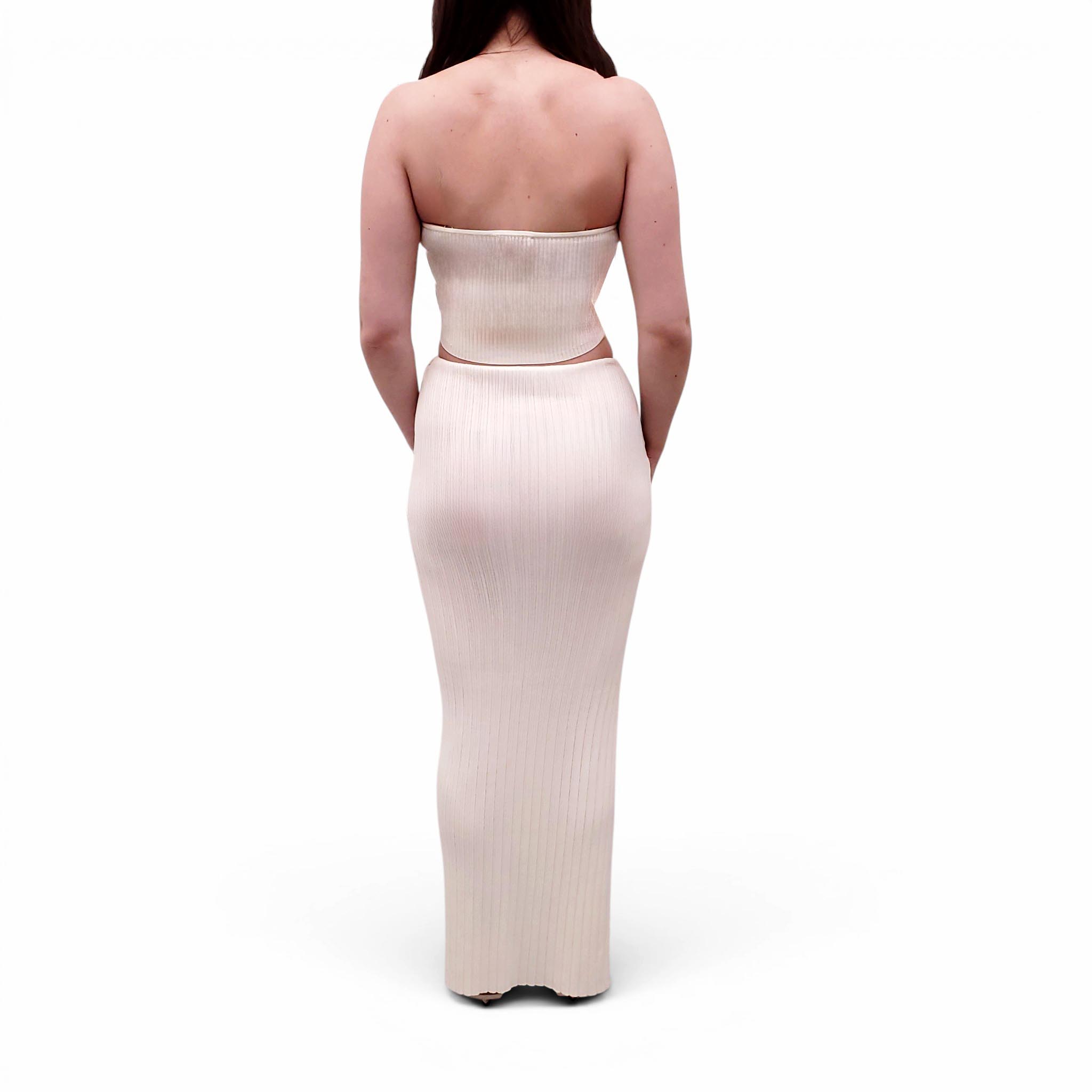 AYA MUSE CREAM KNIT TUBE TOP AND SKIRT SET - SIZE S/L