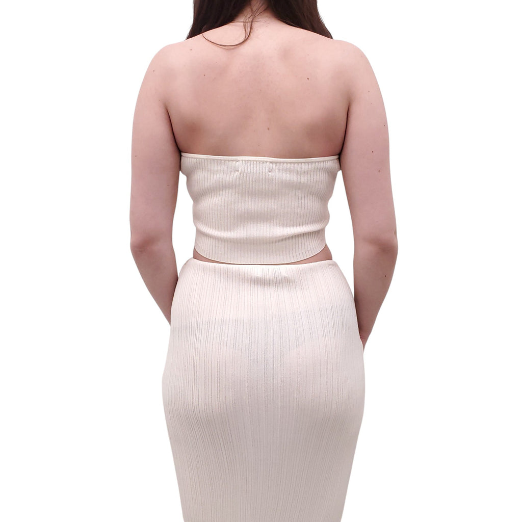 AYA MUSE CREAM KNIT TUBE TOP AND SKIRT SET - SIZE S/L