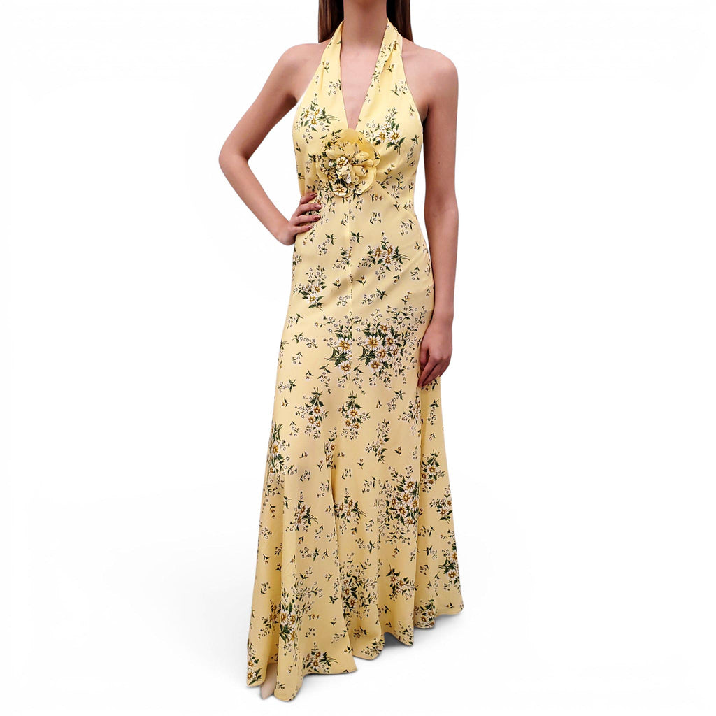 RODARTE YELLOW DAISY HALTER GOWN - SIZE 8