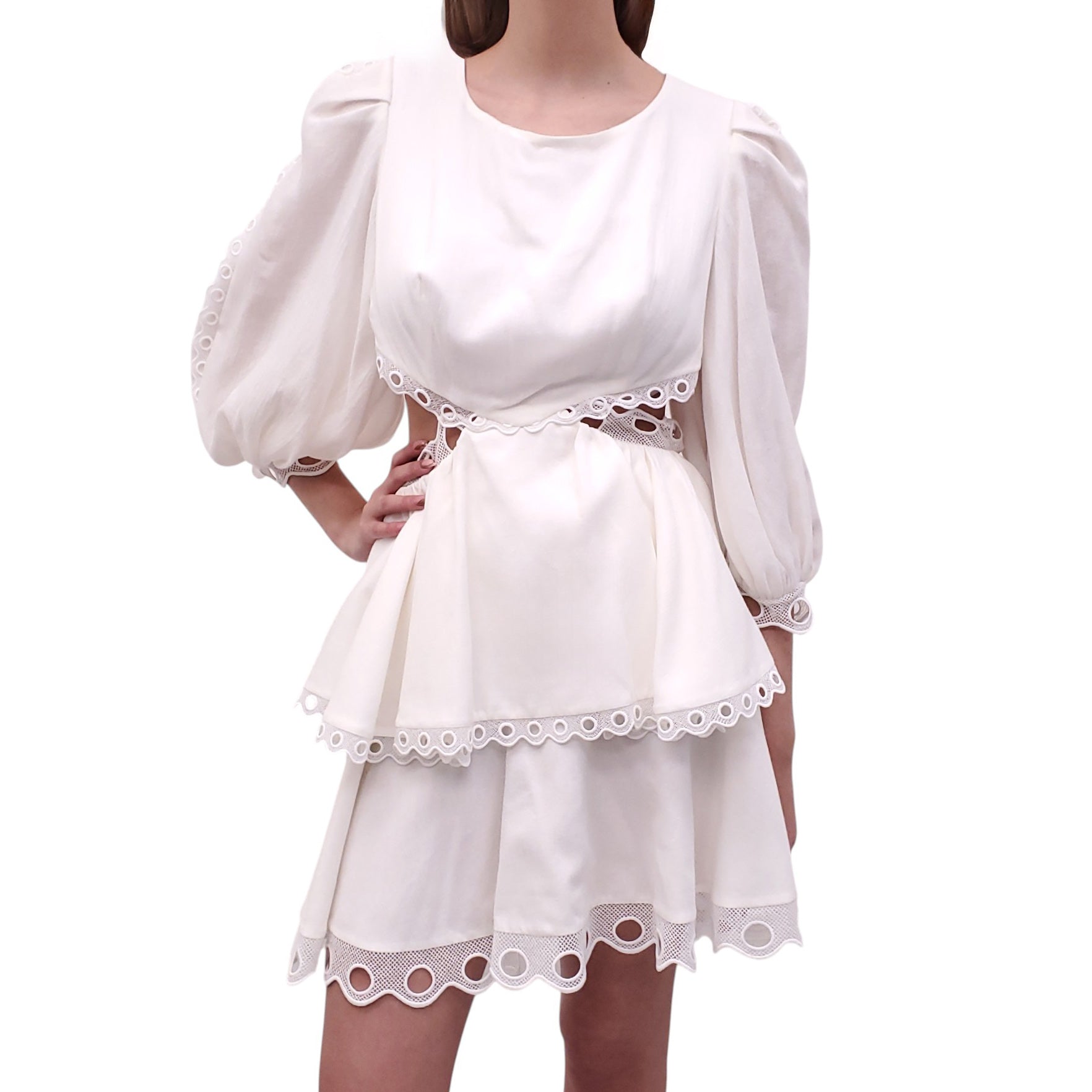 RIME ARODAKY CREAM EYELET CUT OUT DRESS - SIZE 42