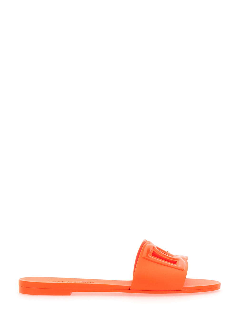 Dolce & Gabbana Women 'Jelly' Orange Slip-On Sandals With Logo Detail In Rubber For Women