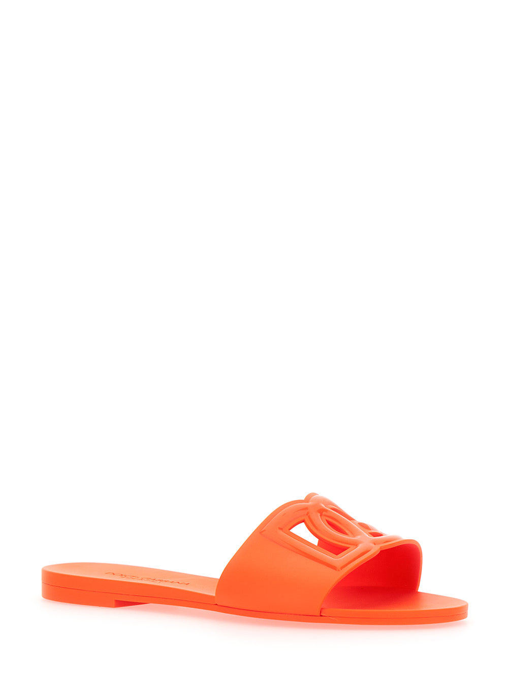 Dolce & Gabbana Women 'Jelly' Orange Slip-On Sandals With Logo Detail In Rubber For Women