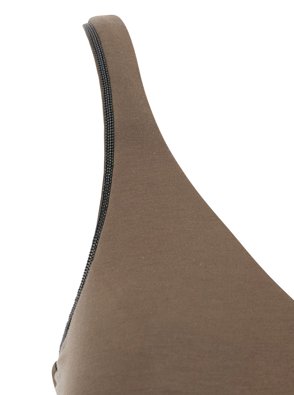 Brunello Cucinelli Women Brown Top With V-Neck And Monil Detail On The Strap In Cotton For Women