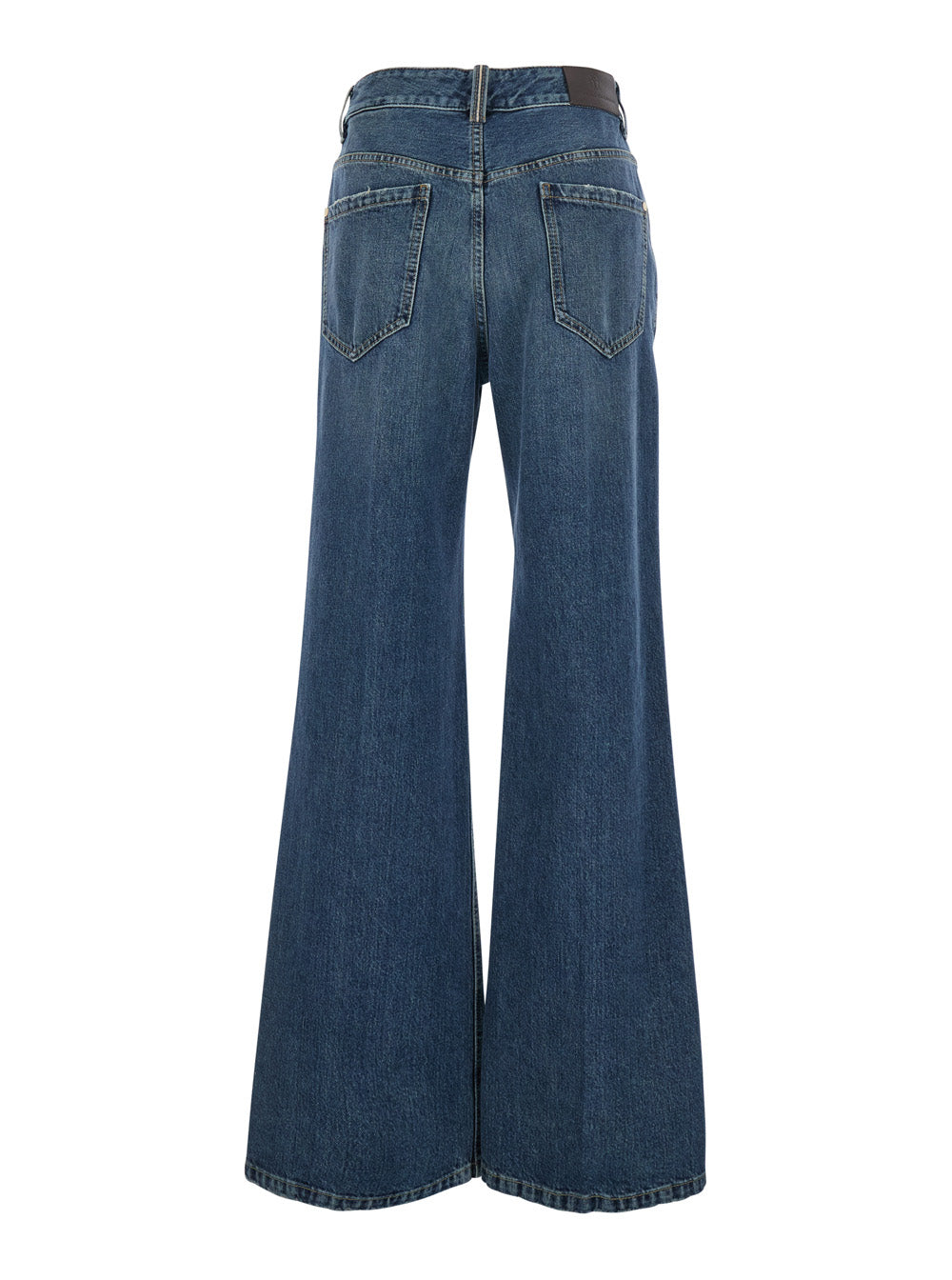 Brunello Cucinelli Women Blue Jeans With Monil Detail On The Belt Loop And Wide Leg In Denim For Women