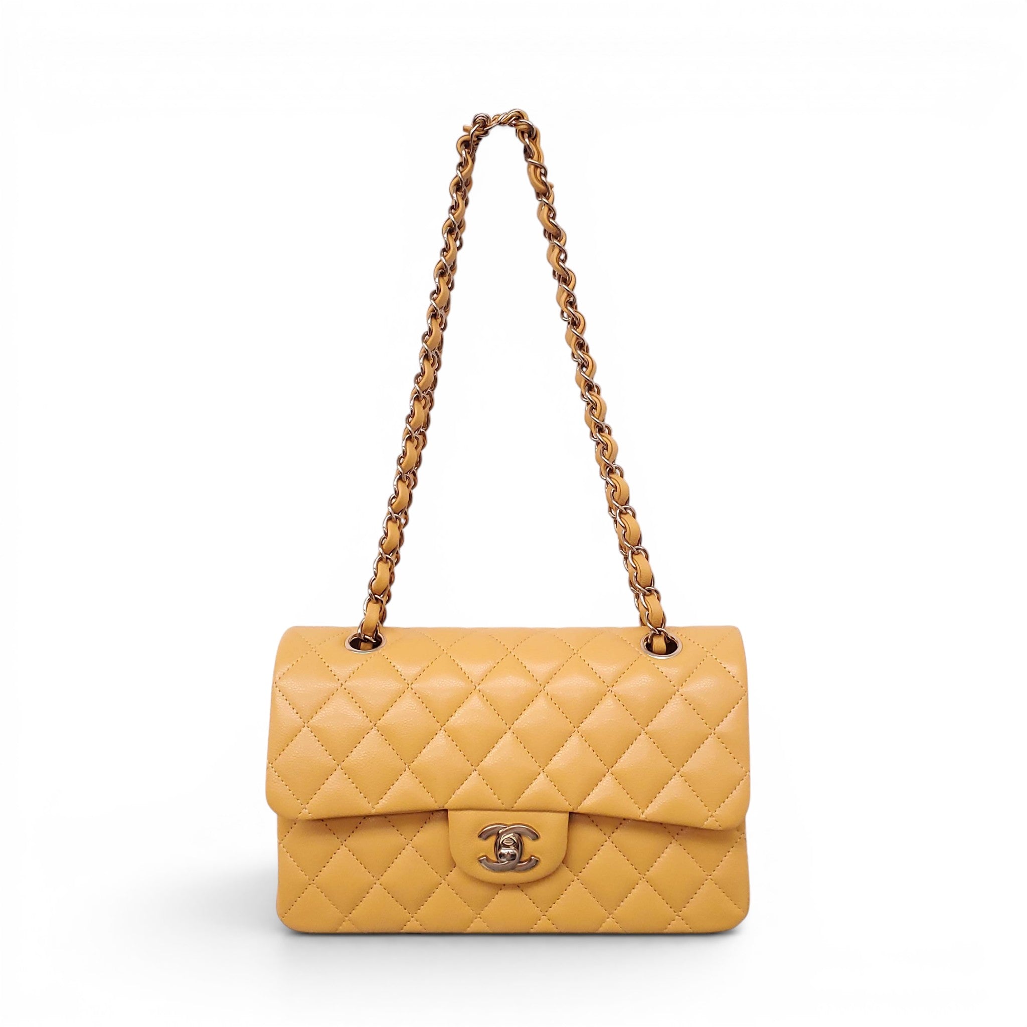 CHANEL MARIGOLD CAVIAR LEATHER CLASSIC DOUBLE FLAP BAG