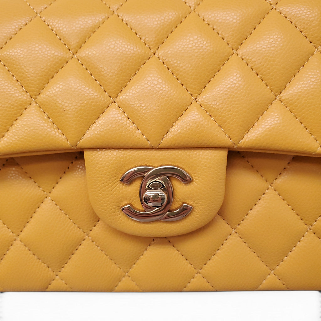 CHANEL MARIGOLD CAVIAR LEATHER CLASSIC DOUBLE FLAP BAG