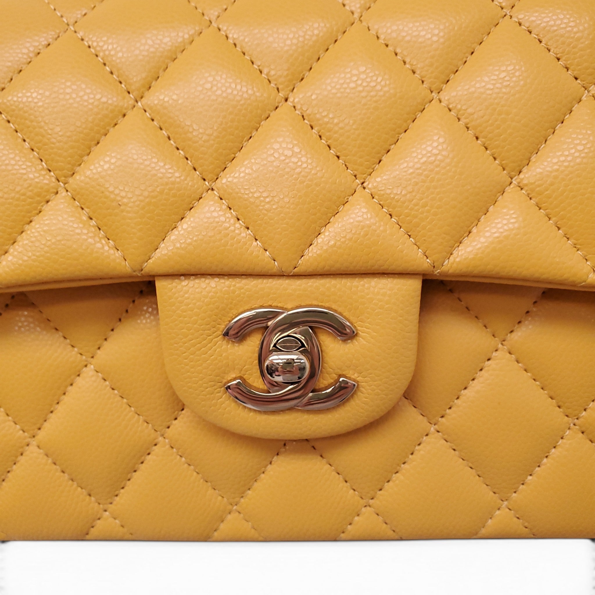 CHANEL MARIGOLD CAVIAR LEATHER CLASSIC DOUBLE FLAP BAG