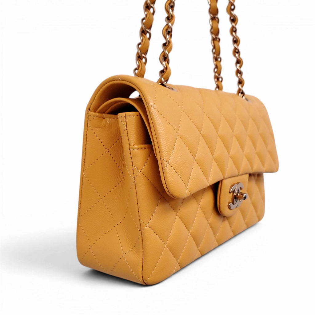 CHANEL MARIGOLD CAVIAR LEATHER CLASSIC DOUBLE FLAP BAG