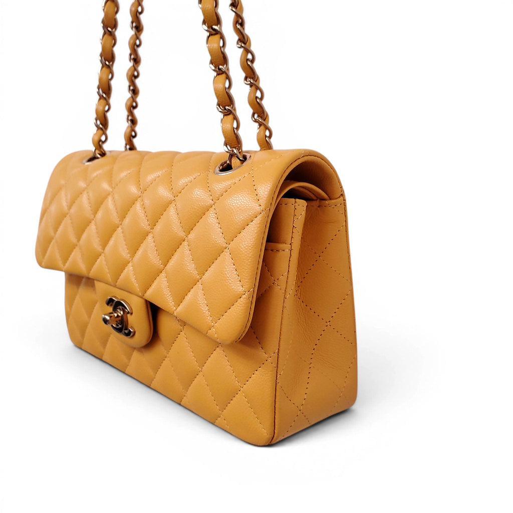 CHANEL MARIGOLD CAVIAR LEATHER CLASSIC DOUBLE FLAP BAG