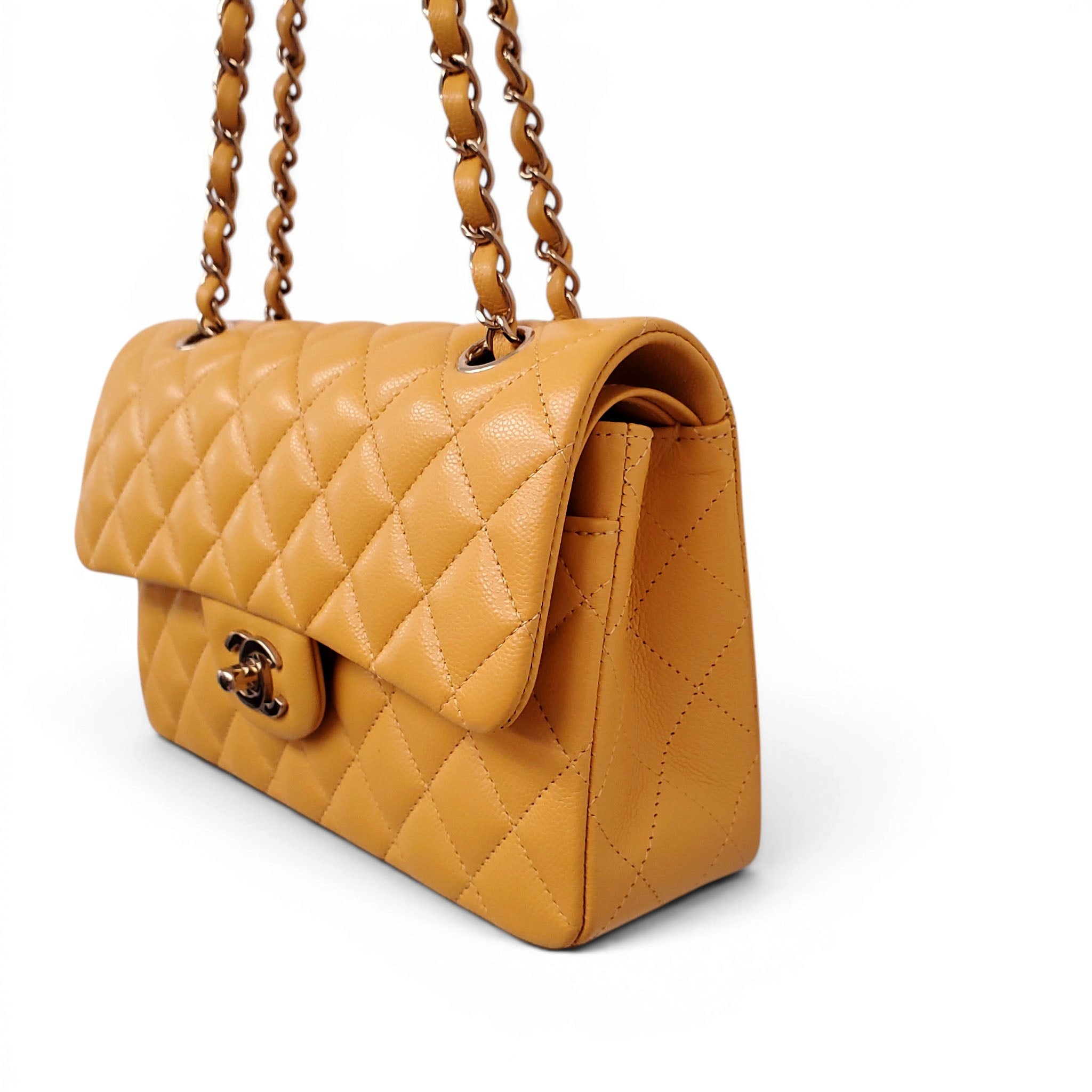 CHANEL MARIGOLD CAVIAR LEATHER CLASSIC DOUBLE FLAP BAG