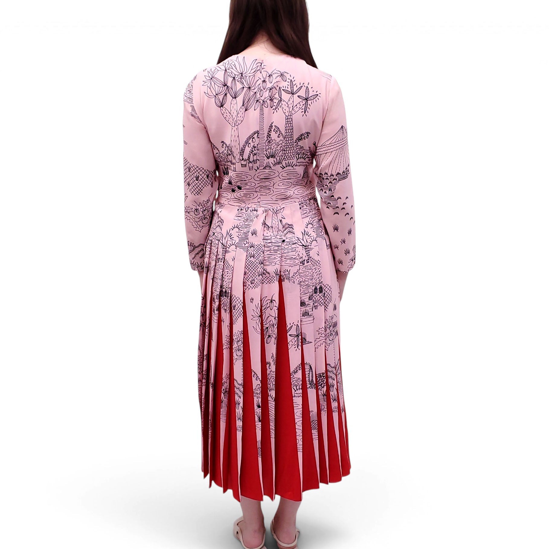 VALENTINO RUNWAY PLEATED SILK DRESS - SIZE 8