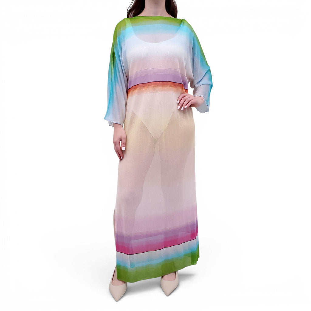 MISSONI MULTICOLOURED OMBRE COVER-UP MESH DRESS - SIZE M