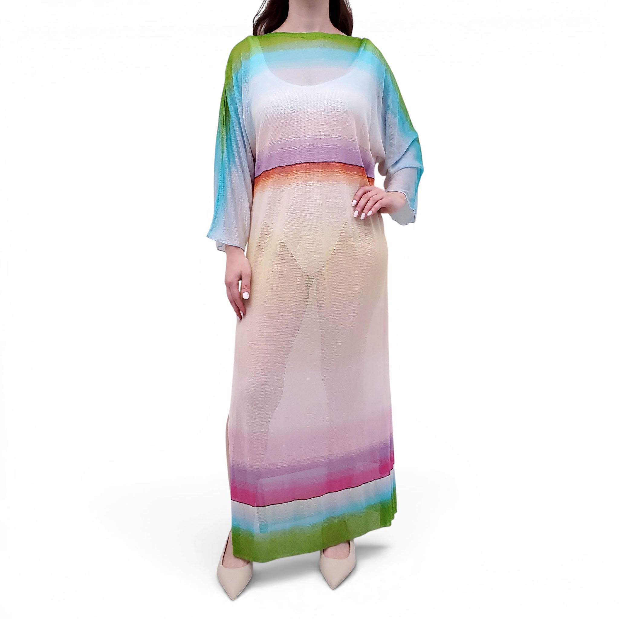 MISSONI MULTICOLOURED OMBRE COVER-UP MESH DRESS - SIZE M