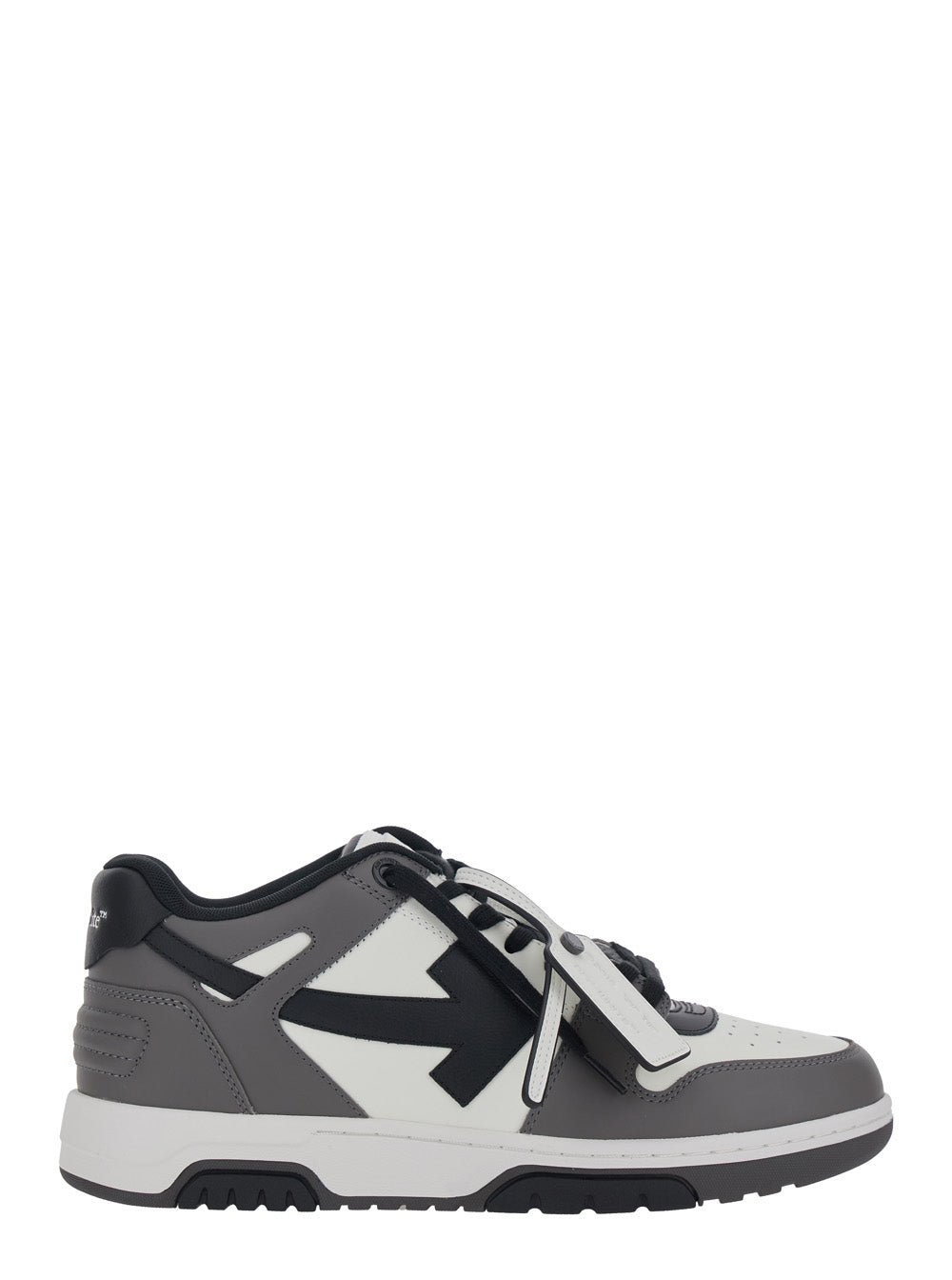 Off-White Men Sneaker 'Out Of Office' Low Top With Logo Patch On The Tongue And Contrast Stitching In Gray Leather For Men