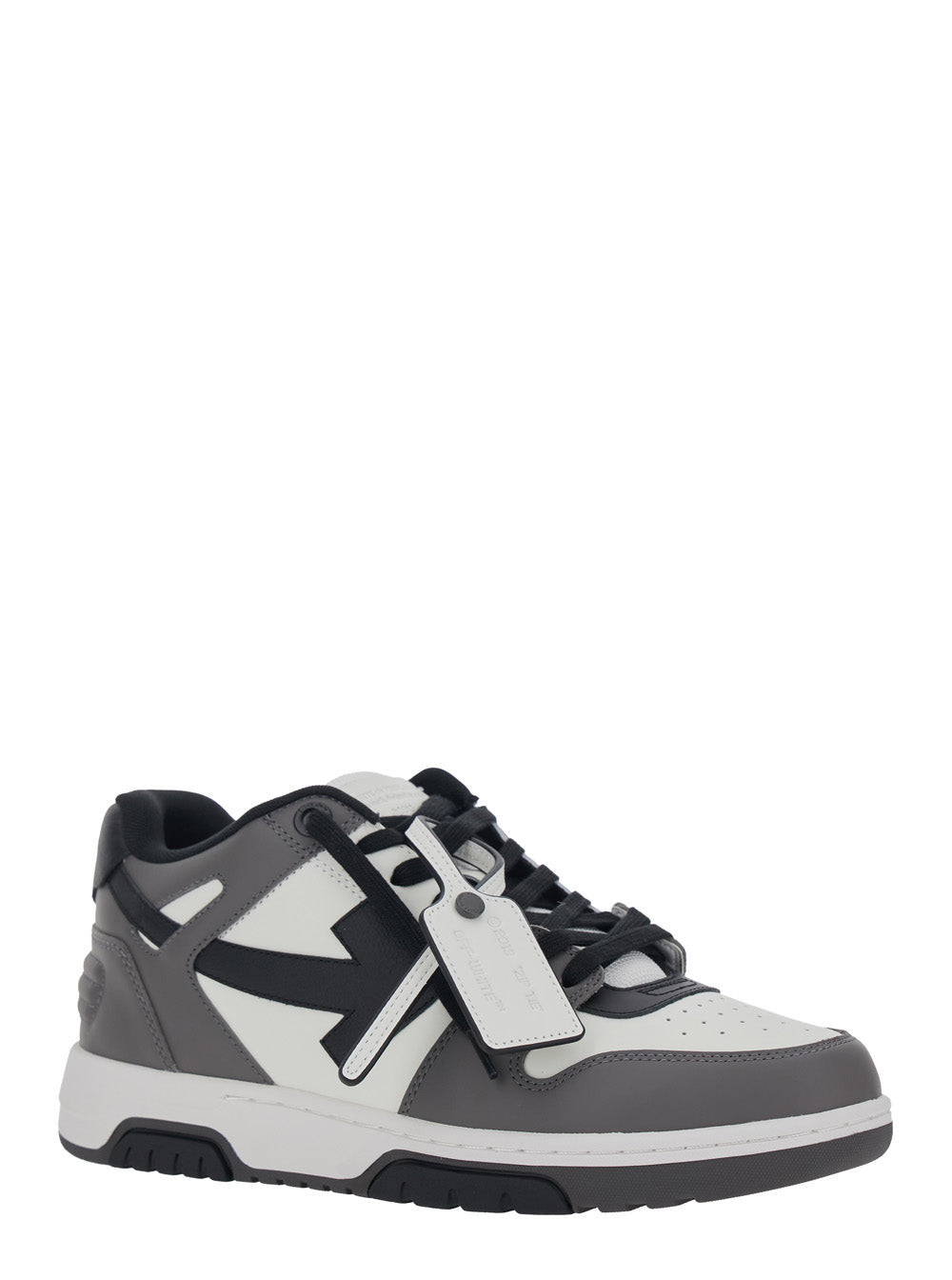 Off-White Men Sneaker 'Out Of Office' Low Top With Logo Patch On The Tongue And Contrast Stitching In Gray Leather For Men