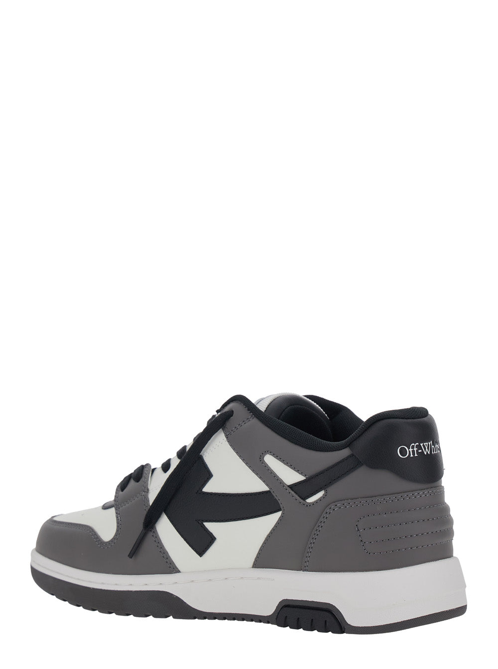Off-White Men Sneaker 'Out Of Office' Low Top With Logo Patch On The Tongue And Contrast Stitching In Gray Leather For Men