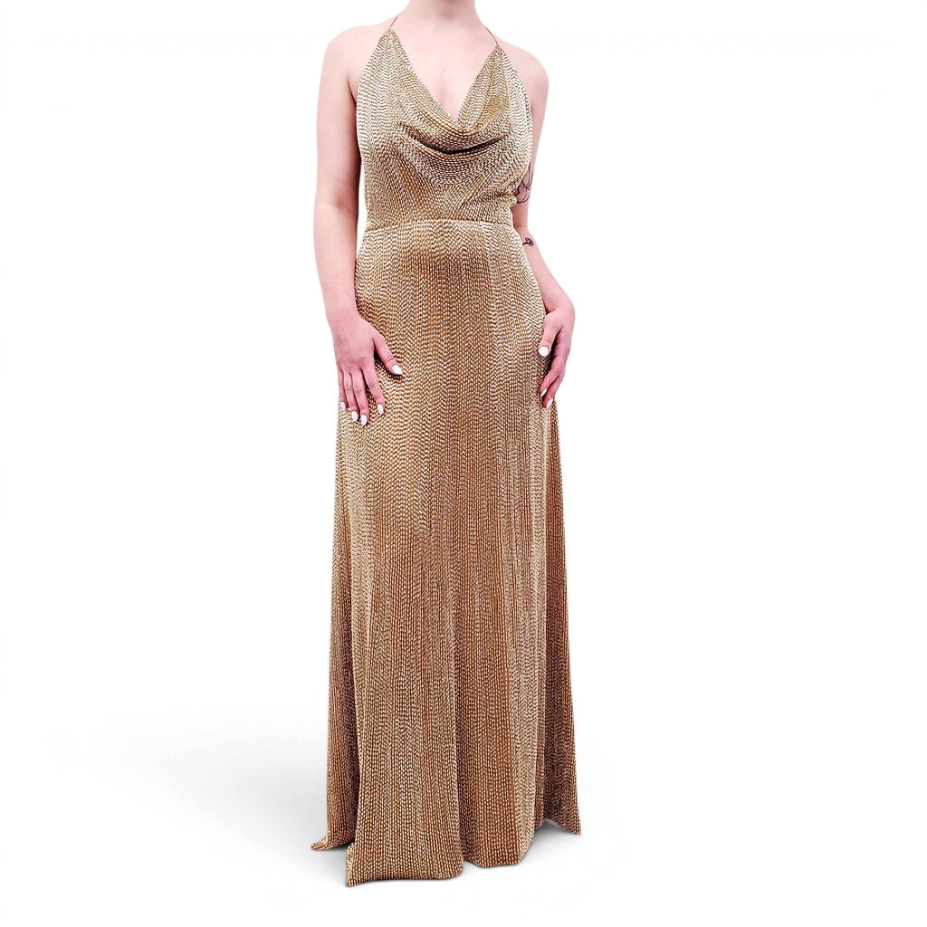 GUCCI GOLD BEADED GOWN - SIZE 40