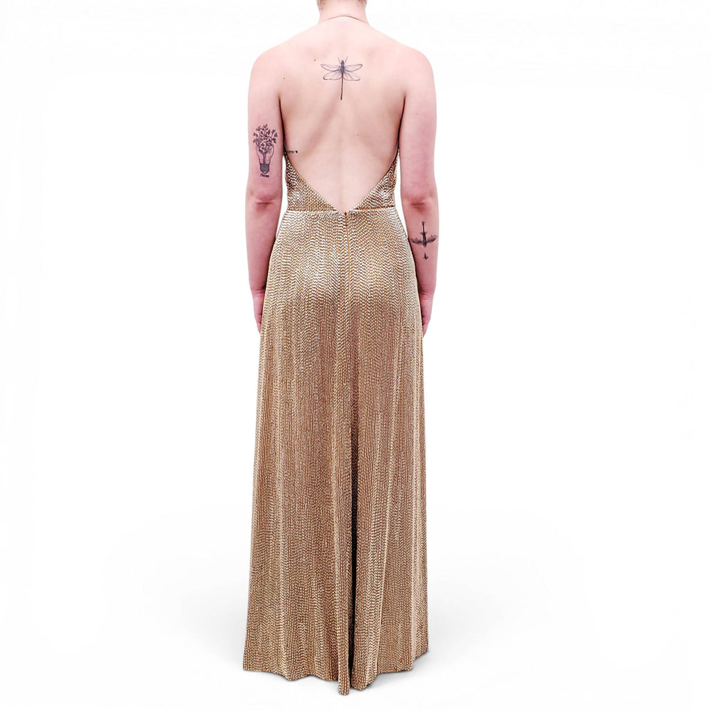 GUCCI GOLD BEADED GOWN - SIZE 40