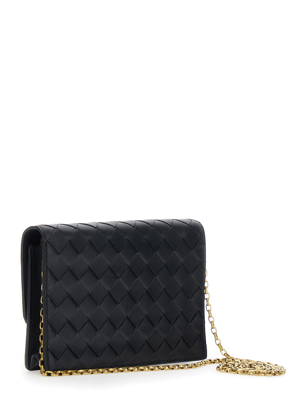 Bottega Veneta Women Crossbody Bag 'Andiamo' With Intreccio Motif And Knot Closure On The Front In Black Leather For Women