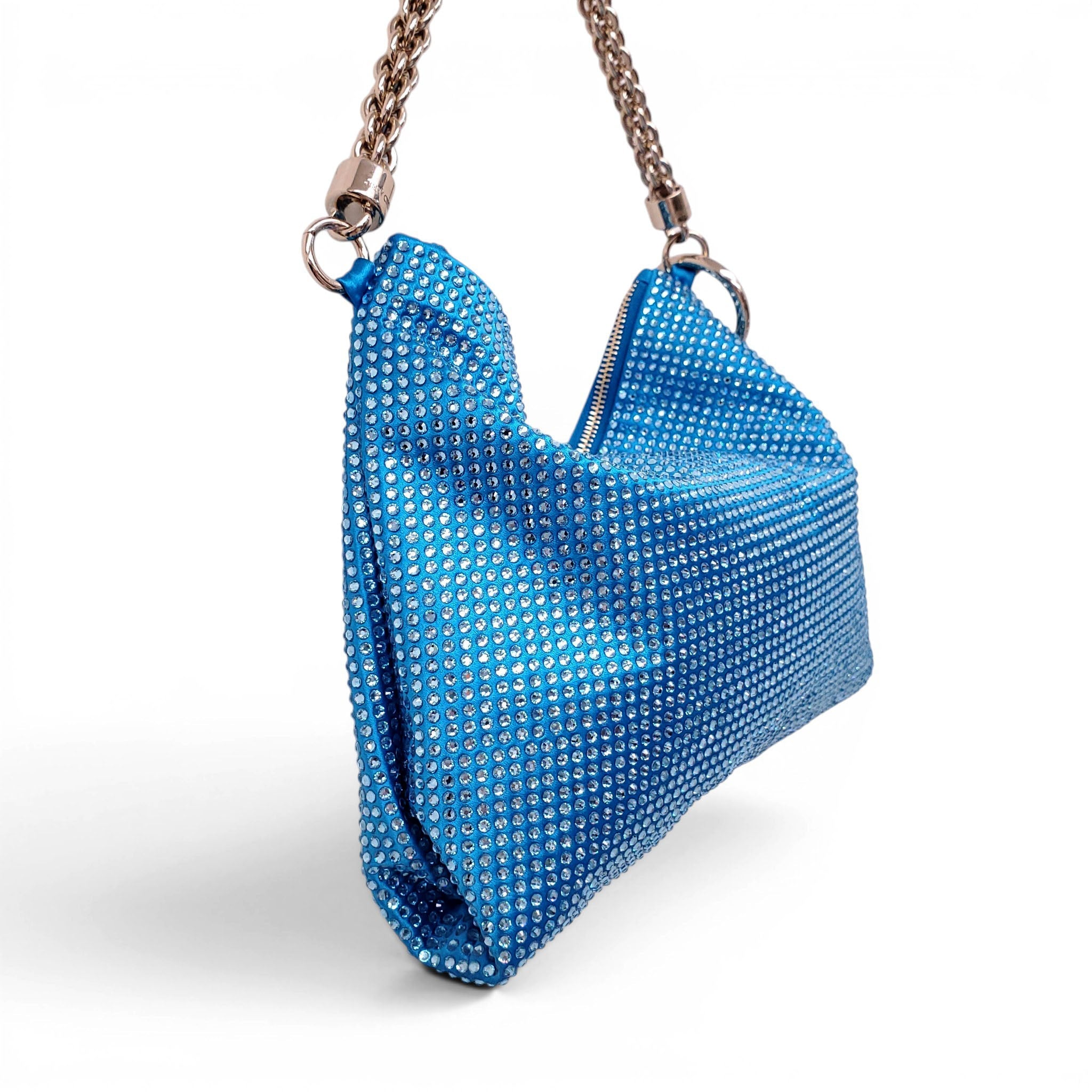 JIMMY CHOO BLUE 'CALLIE' CRYSTAL EMBELLISHED POUCH