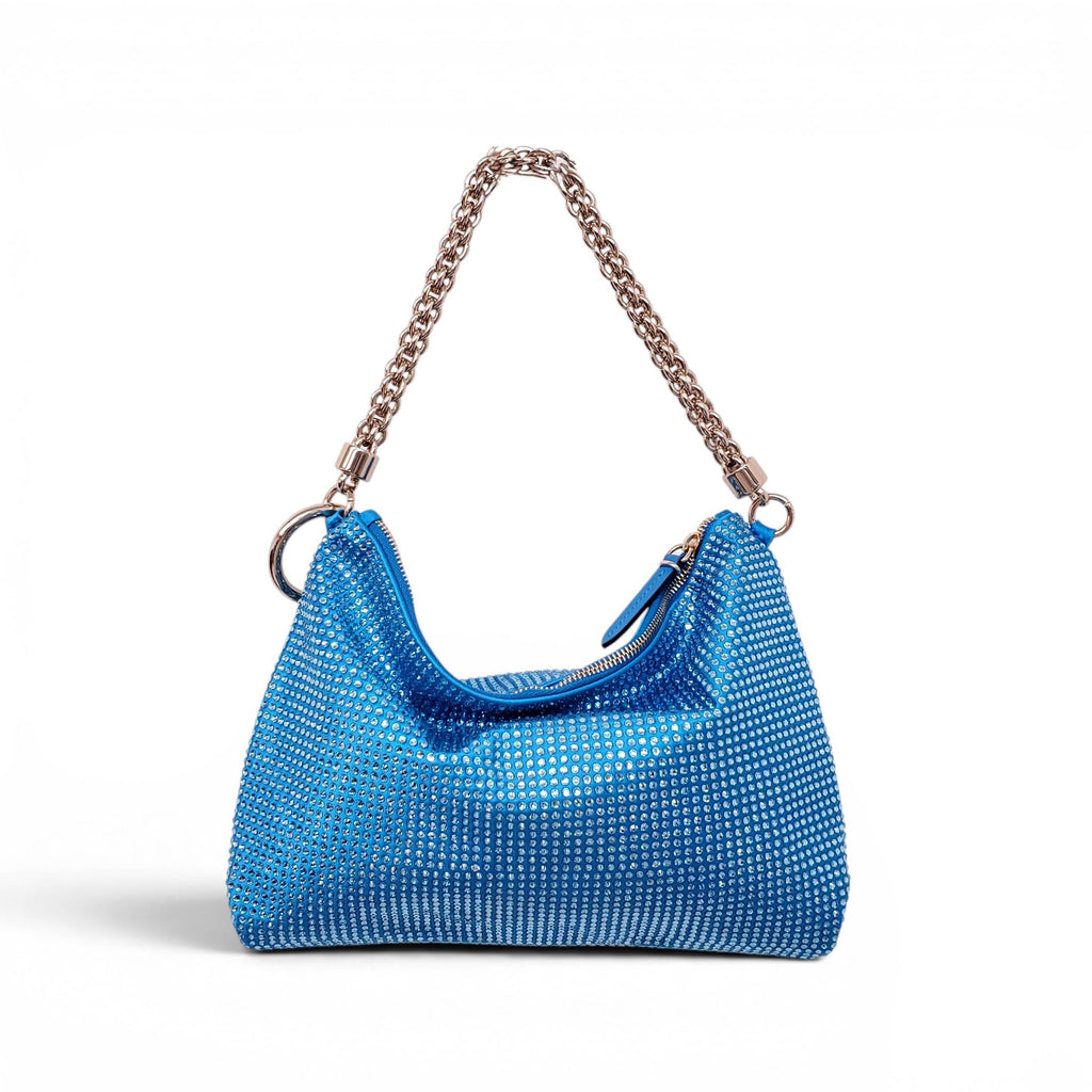 JIMMY CHOO BLUE 'CALLIE' CRYSTAL EMBELLISHED POUCH